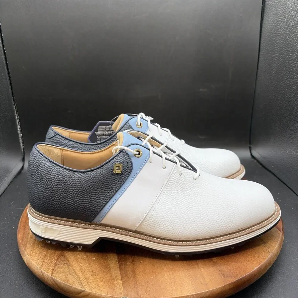 FootJoy Dryjoys Premiere Series Mens Size 8 Golf Shoes White Blue Cleats 54398
